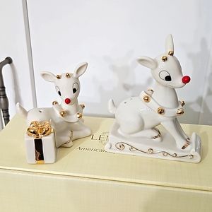 Lenox Rudolph the Rednosed Reindeer salt and pepper shakers.